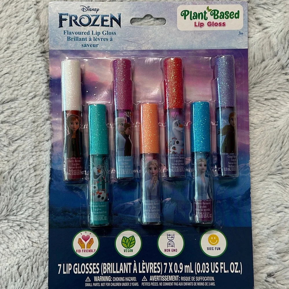 Vegan Disney Frozen- 7-Piece Plant Based Lip Gloss Party Favors Set Girls NEW
